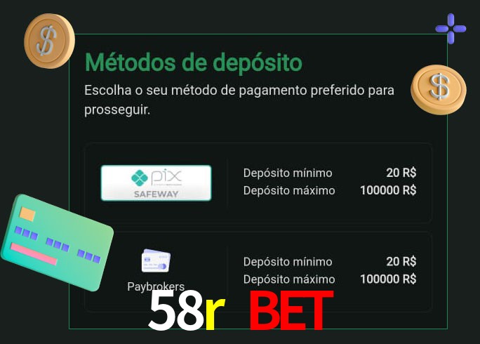O cassino 58r bet oferece uma grande variedade de métodos de pagamento